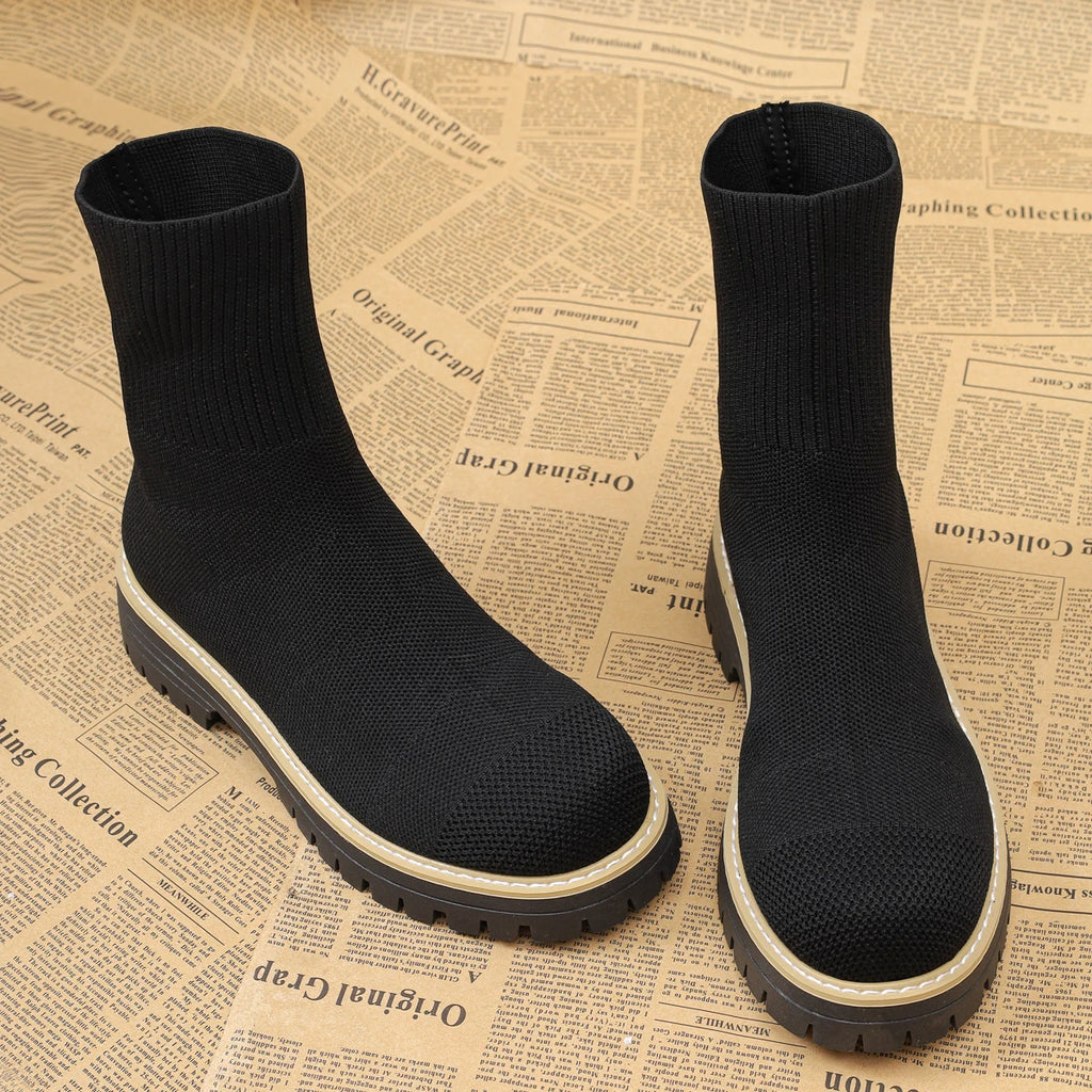2025 New Women Boots Autumn Winter Shoes Women Designer Ankle Boots Comfortable Lightweight Shoes Short Knitting Platform Boots Zpaxo