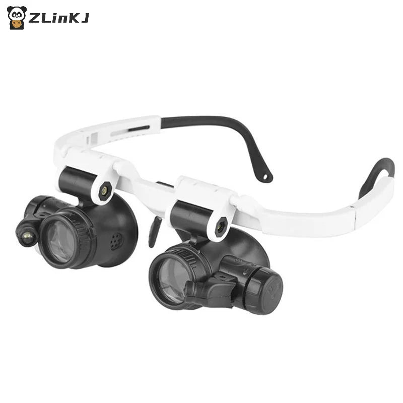 ▶1Pcs 8X/15X/23X Magnifying Glass Jeweler Watchmaker With LED Light Telescopic Headband Magnifier Glasses Zpaxo