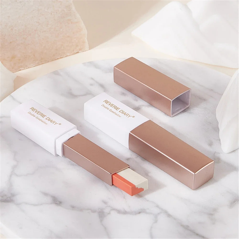 1Pcs Professional 2 In 1 Double Color Gradient Velvet Eye Shadow Stick Lazy Makeup Waterproof Lasting Shimmer Metallic Eyeshadow Zpaxo