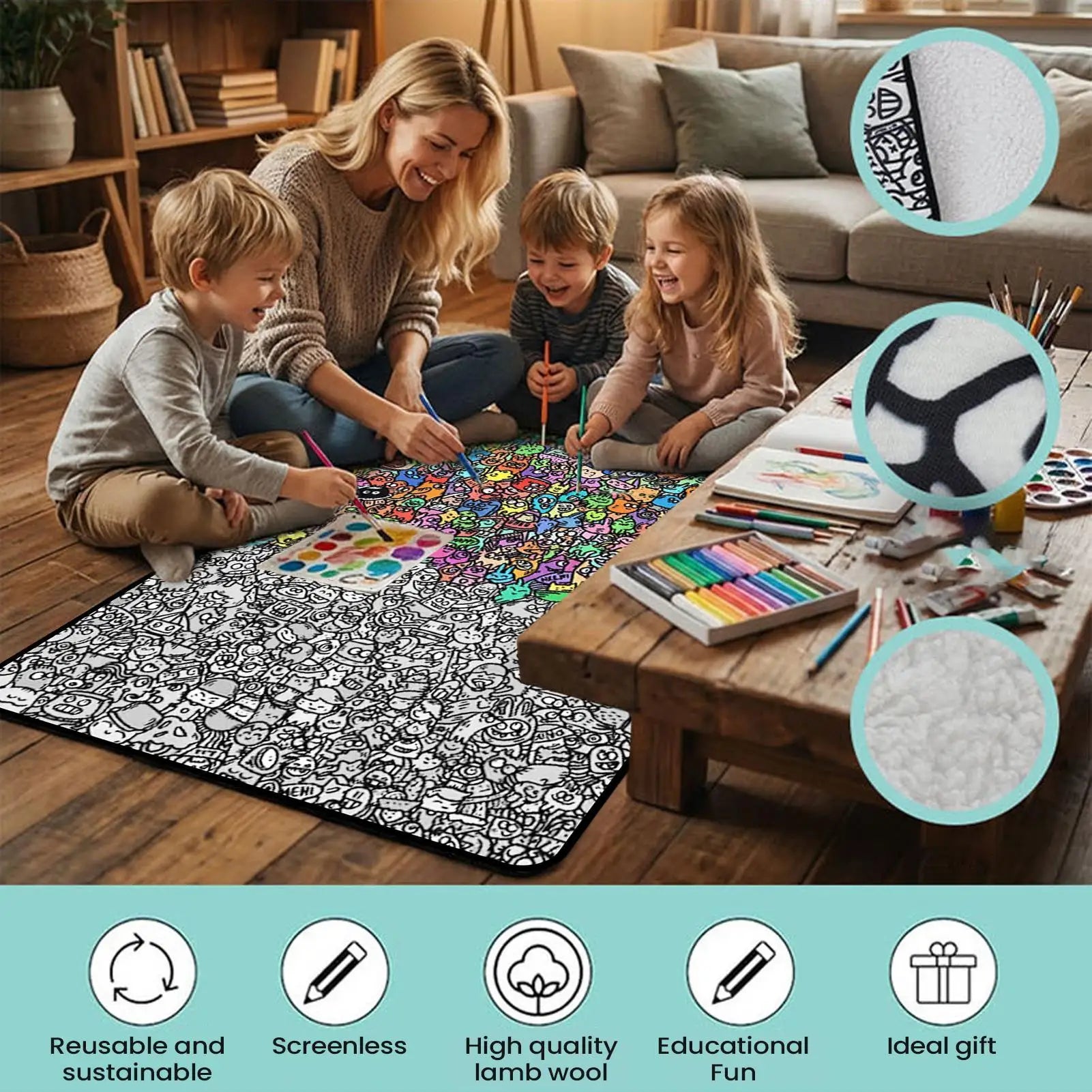 Coloring Blanket DIY Washable Sofa Throws Art Craft Kids Families