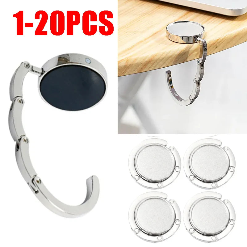 1- Portable Folding Bag Hanger Handbag Hook Holder Table Crystal