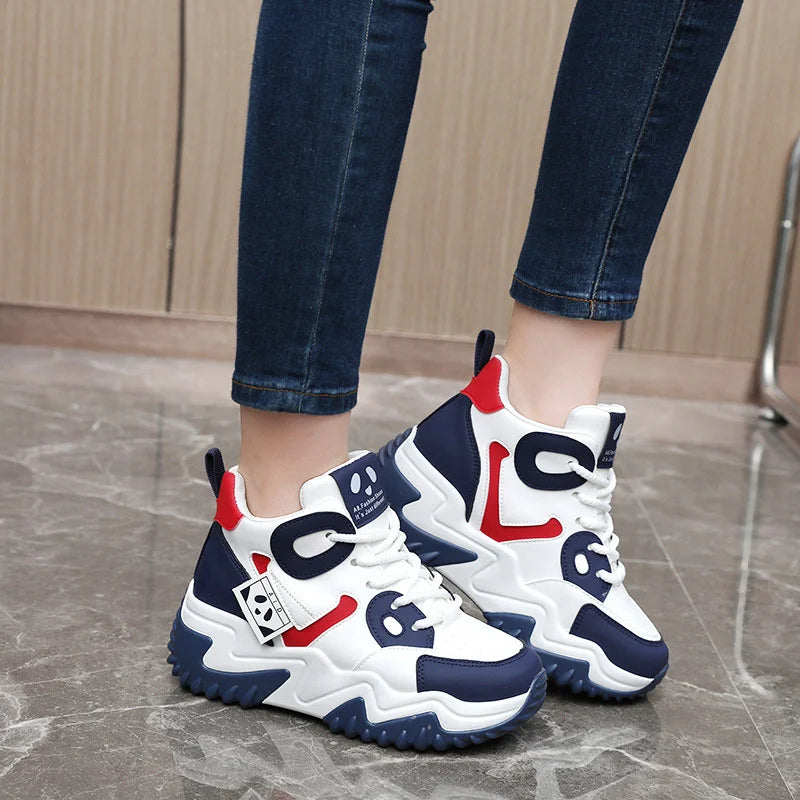 Fashion Casual Platform Sport Shoes Women Lace Up Thick Soled Zpaxo