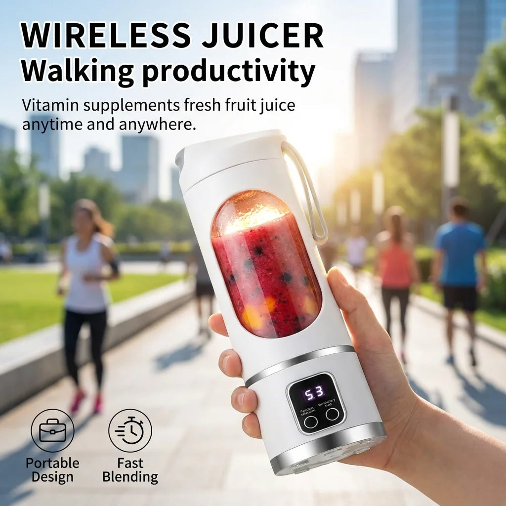 2025 Mini Electric Juicer with Powerful Motor 450ML Large Capacity Digital Display Crushed Ice Household Charging Juice Cup Zpaxo