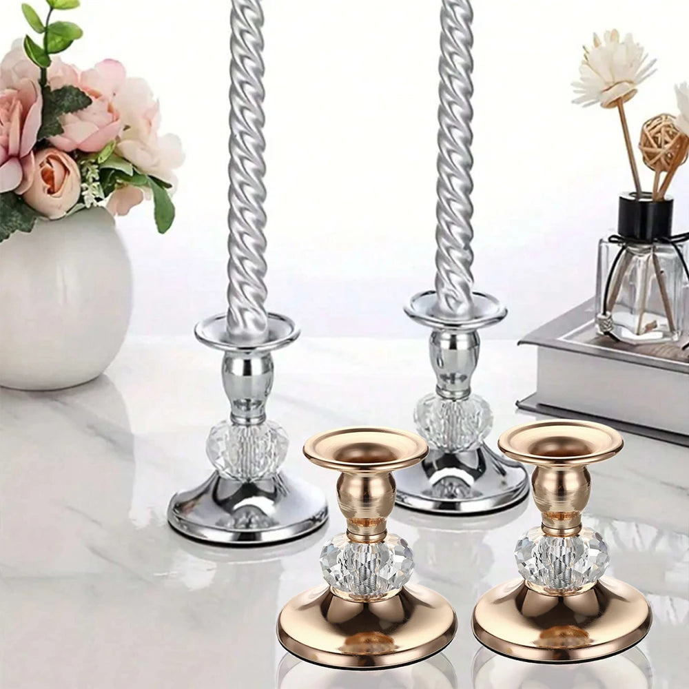1PC Metal Crystal Candlestick Holder for Candle Light Dinner Table Birthday Wedding Party Home Tabletop Decoration Zpaxo