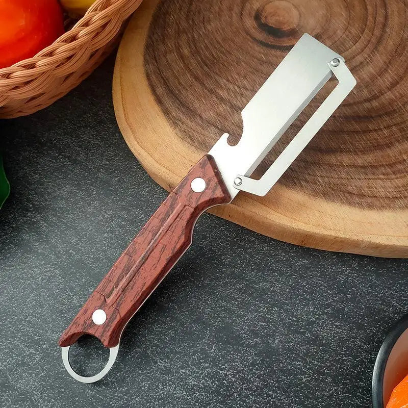 Stainless Steel Vegetable Peeler with Ergonomic Wooden Handle