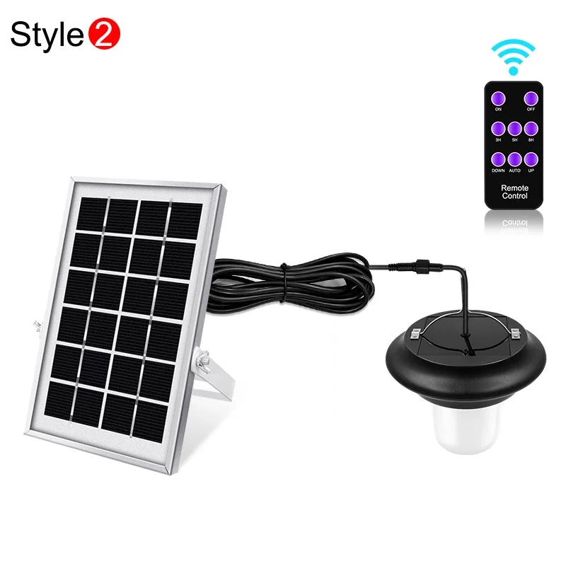 Double Head Solar Pendant Light Portable Outdoor Garland Dimmable LED Shed Light with Remote Control for Outdoor Lighting Zpaxo Single head White