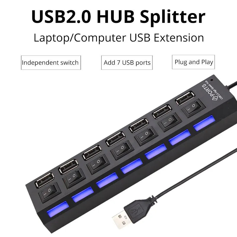 Switch Extension Hub 7-port USB2 0 Computer USB One Drag Seven Zpaxo