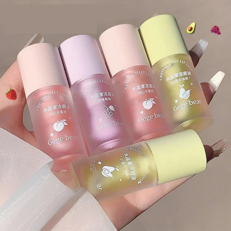 Crystal Jelly Fruit Lip Oil Hydrating Plumping Peach Grape Clear
