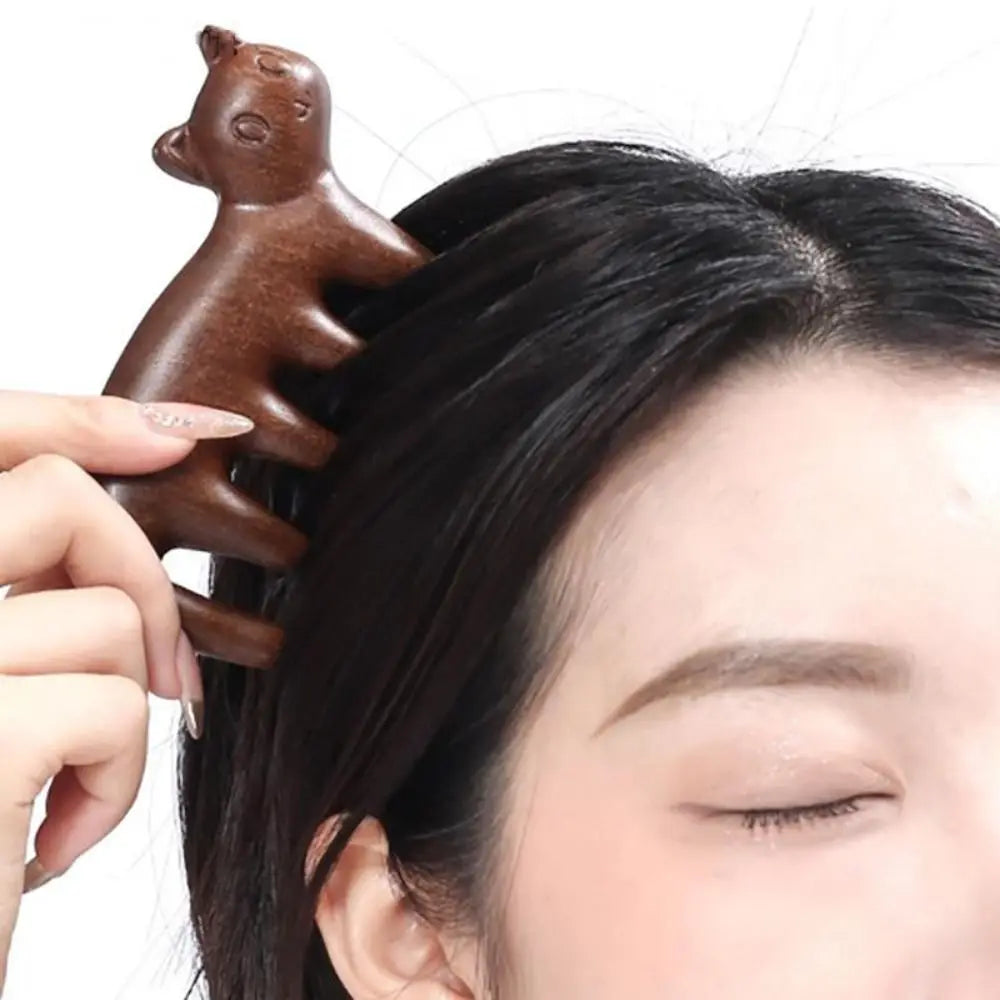 Sandalwood Body Meridian Massage Comb Wide Tooth Animal Shaped Wood Zpaxo