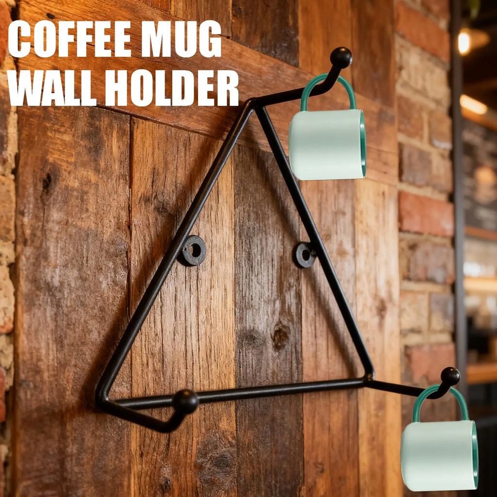 Coffee Mug Wall Rack Matte Metal Triangular Storage Holder Organizer