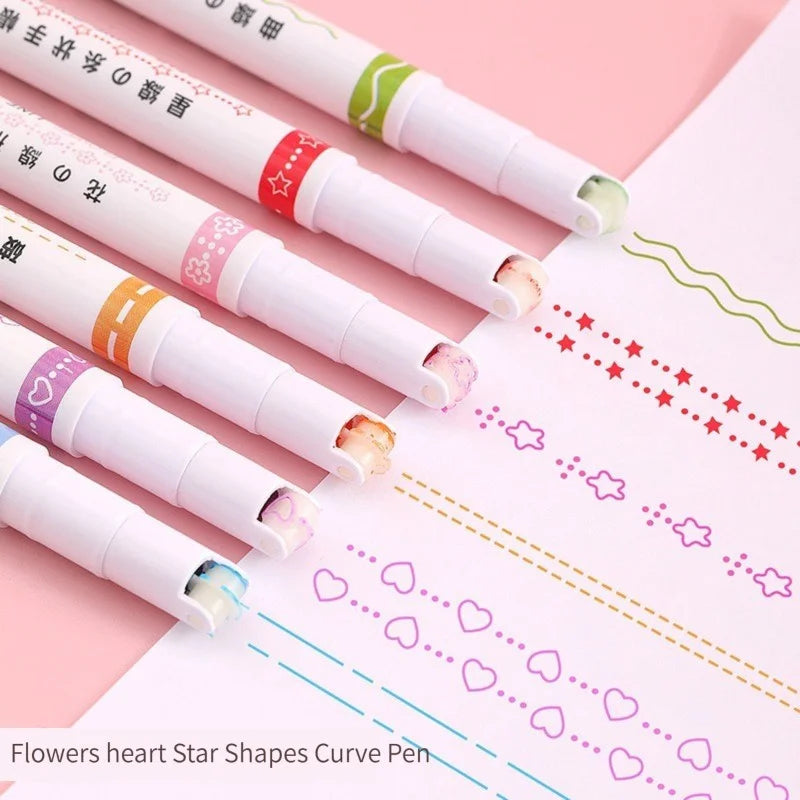 Flower Line Shape Highlighter Pen Journaling Drawing School Design Zpaxo
