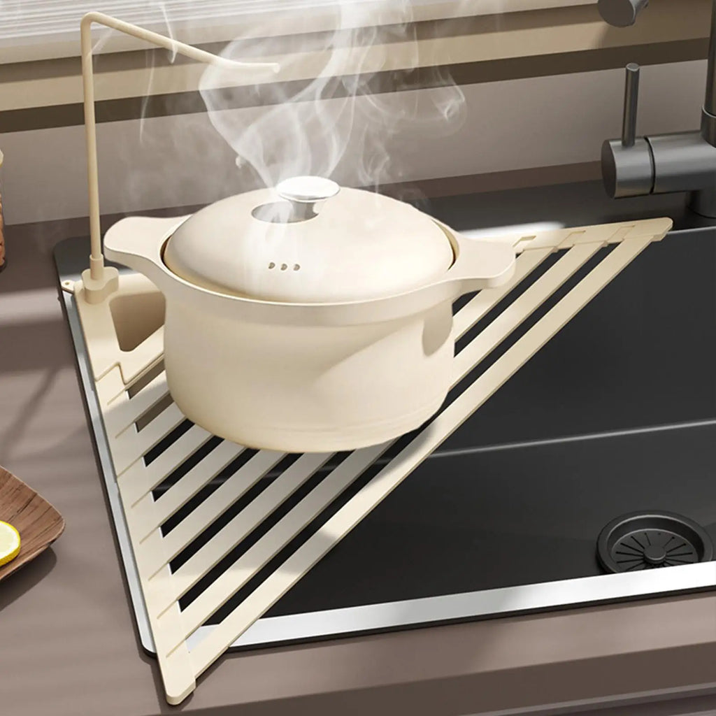 Dish Rack Foldable Metal Triangle Rustproof Stand Drainers Sink
