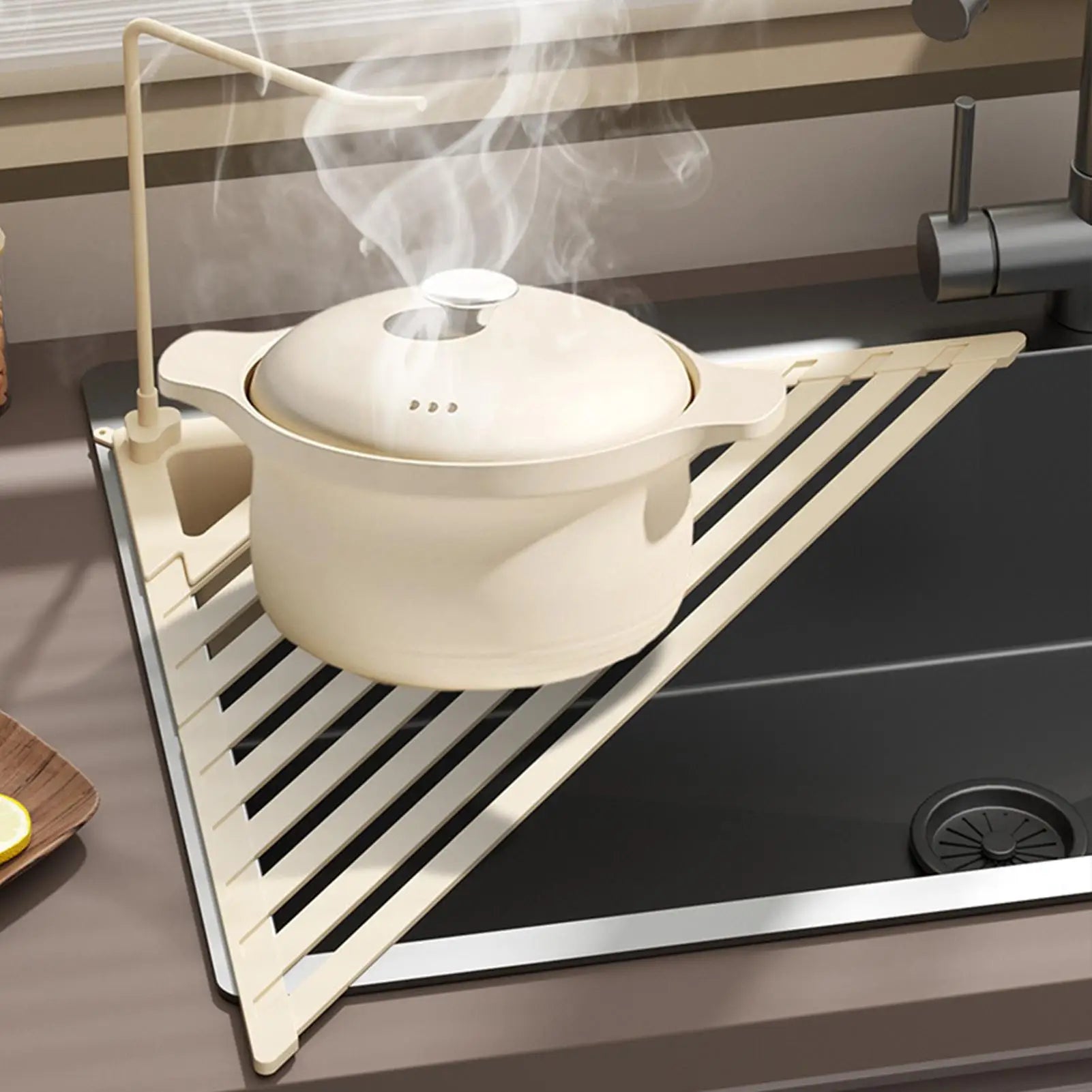 Dish Rack Foldable Metal Triangle Rustproof Stand Drainers Sink