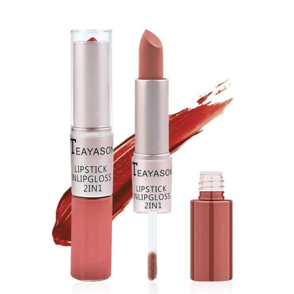 Double-Ended Velvet Matte Lipstick with Long-Lasting Effect, Brightening and Complexion-Enhancing Lipstick Pen for Autumn and Winter, Non-Transfer Matte, Valentine's Day Gift Lipstick Zpaxo