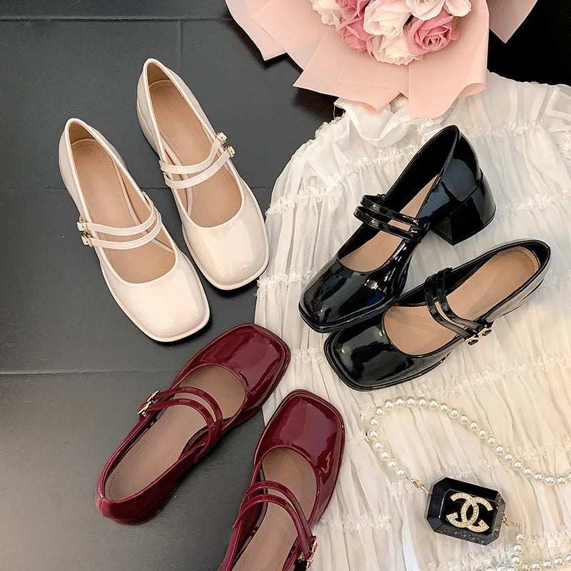 High Heels for Women 2025 Spring and Autumn Casual Mary Jane Shoes for Women Retro High Heels for Women Plus Size Women's Shoes Zpaxo
