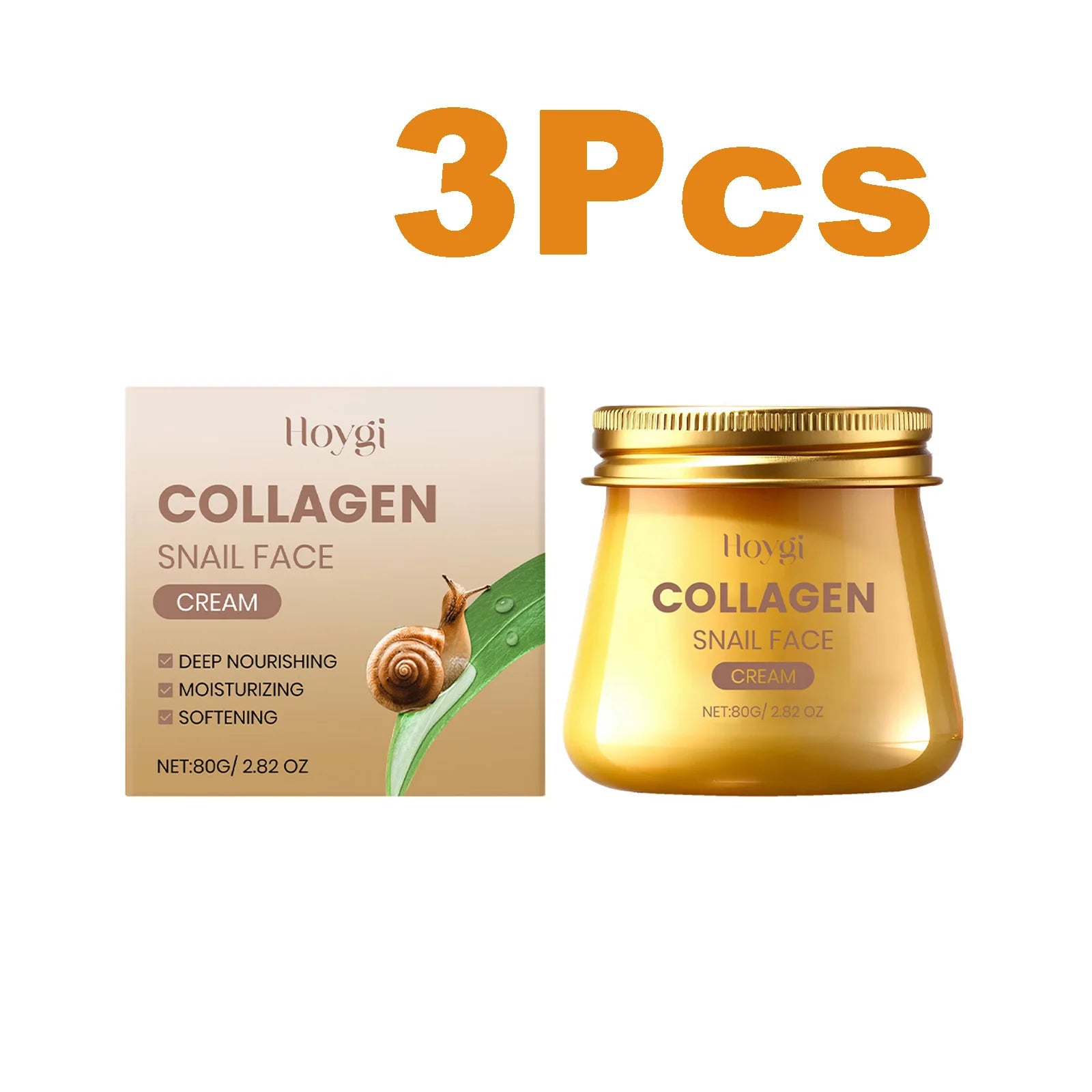 Hoygi Snail Mucin Collagen Cream – Anti-Wrinkle Firming Face Cream Face Moisturizer Cream Zpaxo 3 x 80g Boxed