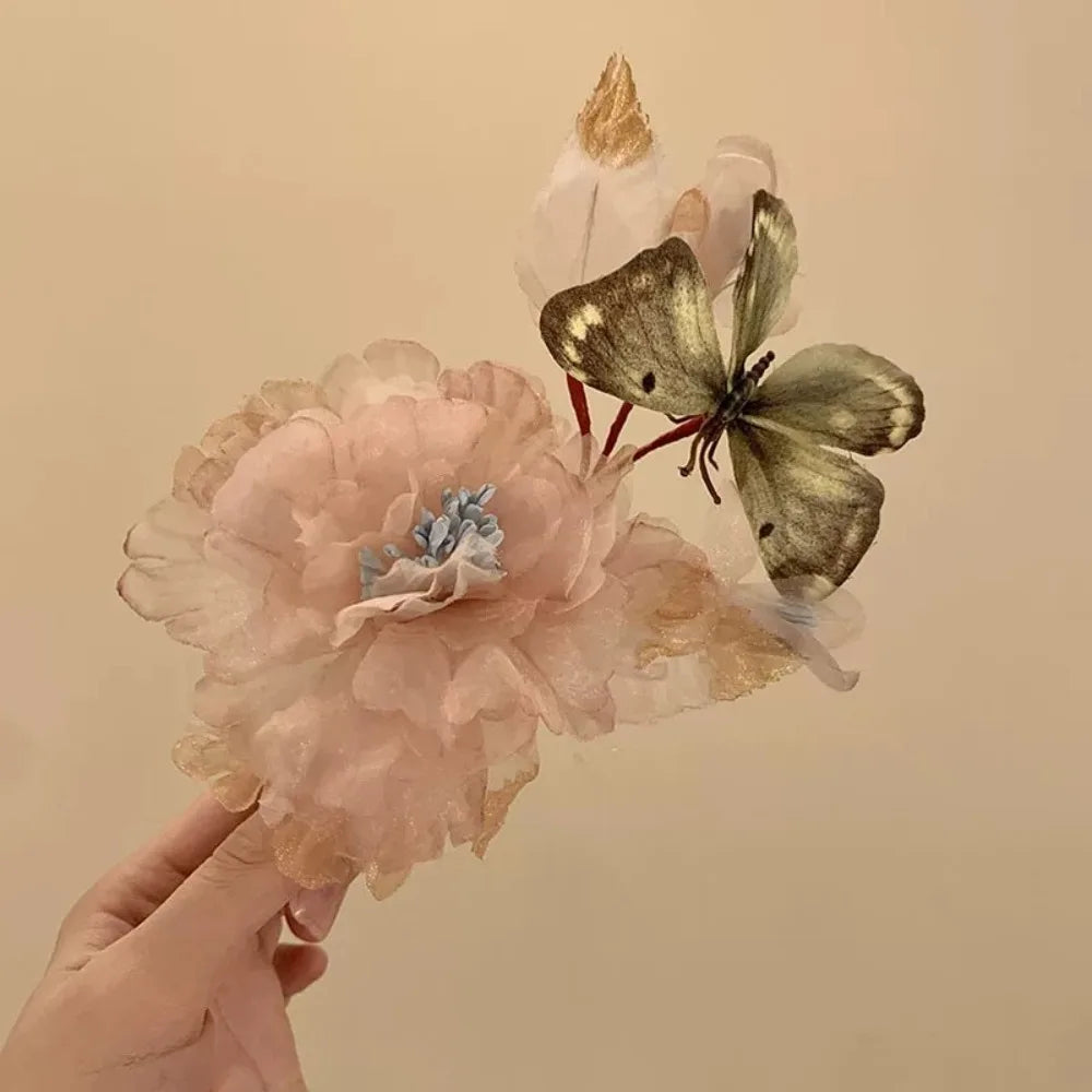 Elegant Plastic Flower Hair Clip Romantic Side Hairgrips Butterfly Zpaxo B