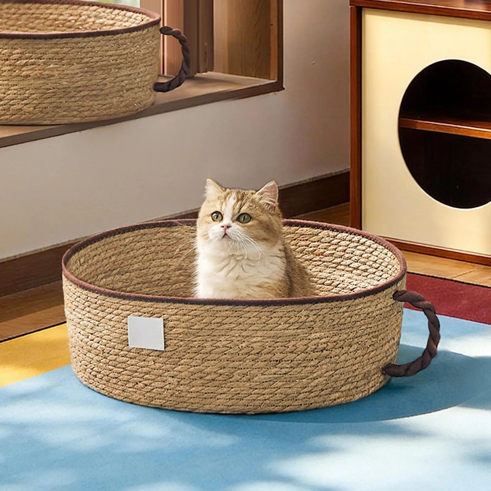 Cat Basket Cup Design Cute Pet Sleeping Nest Cotton Rope Woven