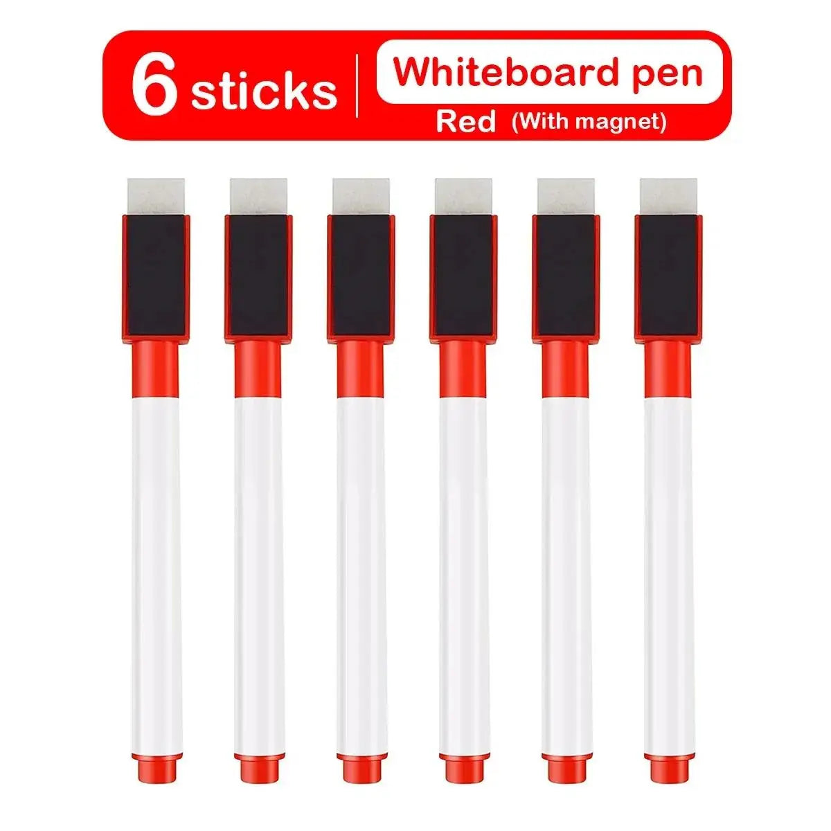 6/8Pcs Magnetic Erasable Whiteboard Pen Color Options Numbering Stationery Office Teaching Supplies For Whiteboard Student Note Zpaxo 6PCS-Red