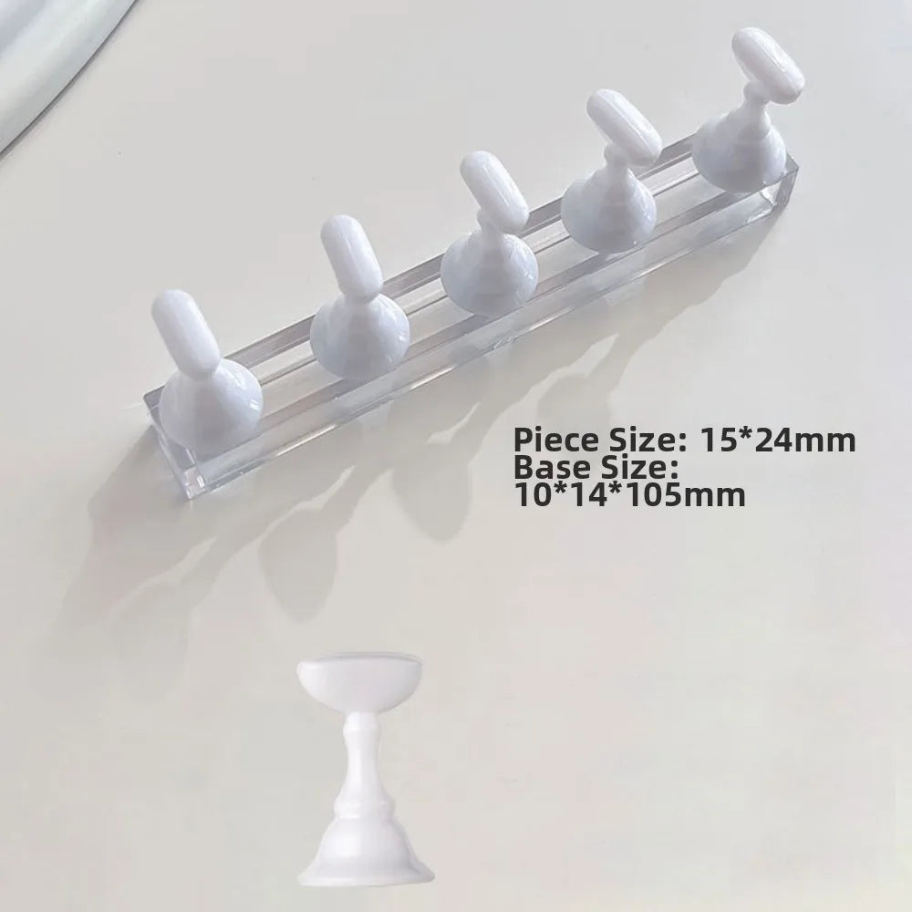 Multi-color Magnetic Nail Art Holder Reusable DIY False Tip Practice Zpaxo White