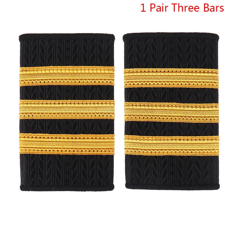 CM1 Pair Epaulettes Professional Uniform Epaulets Gold Stripe
