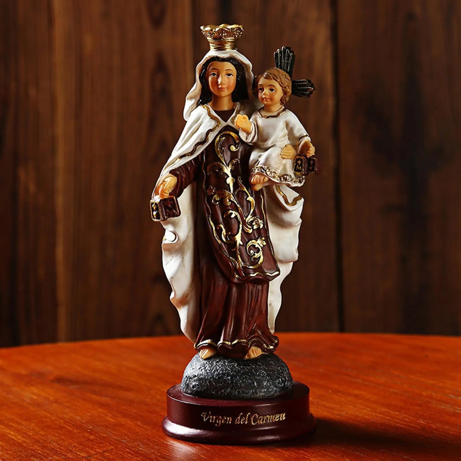 Catholic Resin Madonna Mary Statue Figure Handmade Figurine Religious Wedding Gift Xmas Home Desktop Decoration Zpaxo