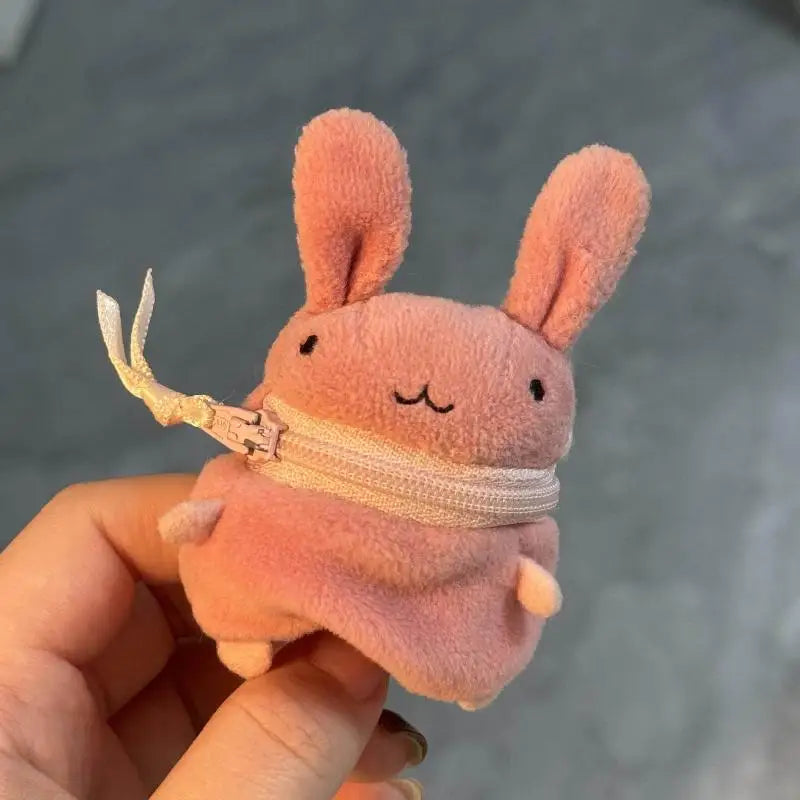 Mini Pink Fluffy Rabbit Coin Purse Keychain Bag Charm Cute Cartoon Zpaxo A