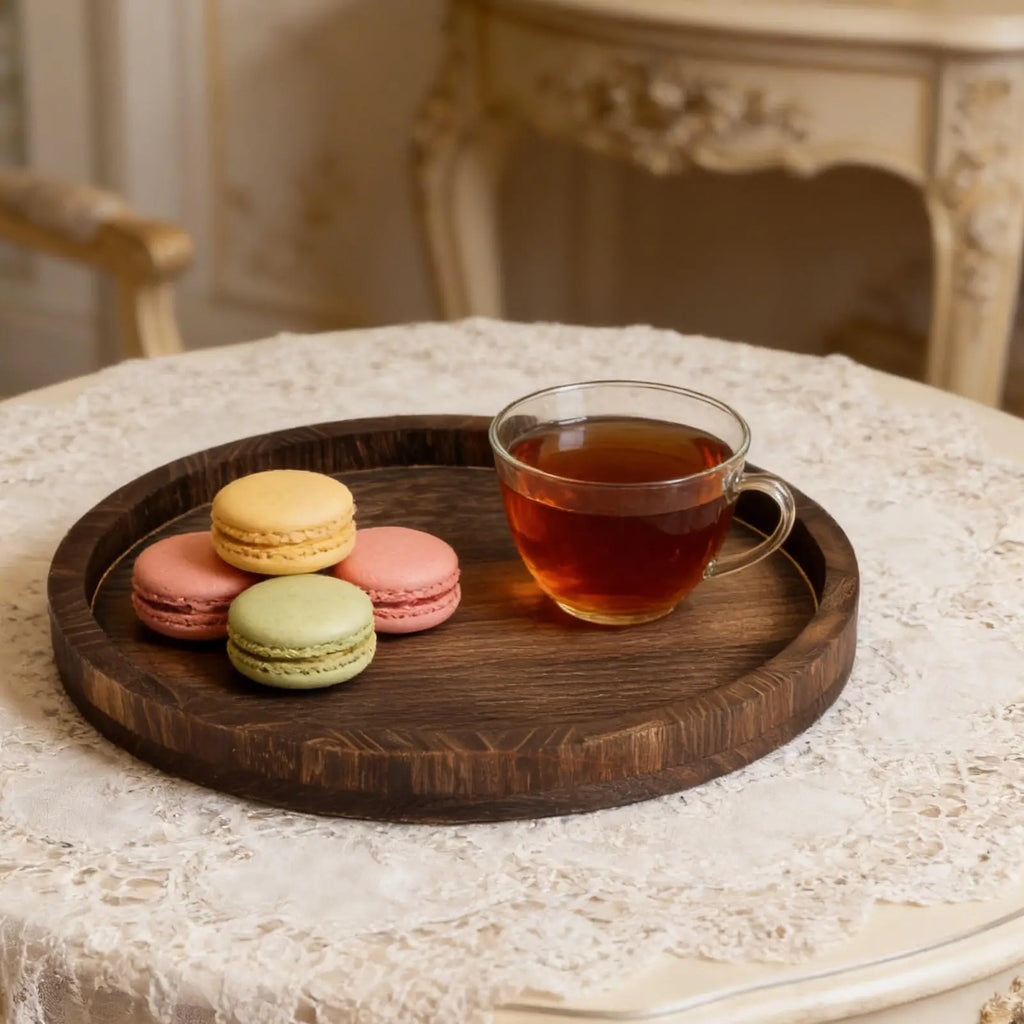 Table Wood Tray Rustic Wooden Display Stand Candle Plate Holder Soap
