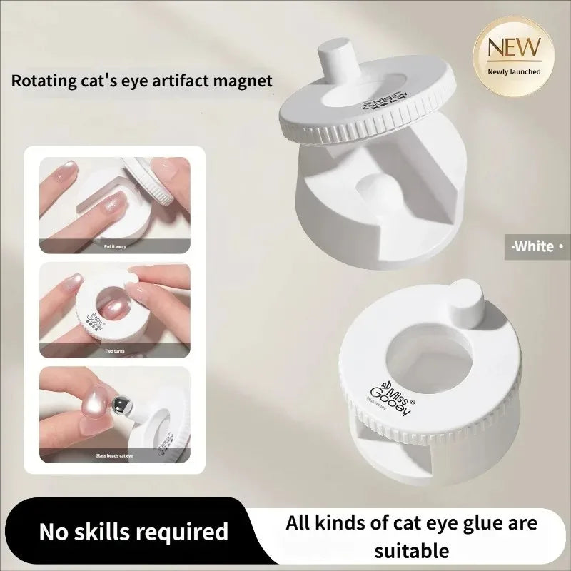 Rotating Cat Eye Magnet Nail Art Automatic Glass Bead Spinner Zpaxo B-White With Ball