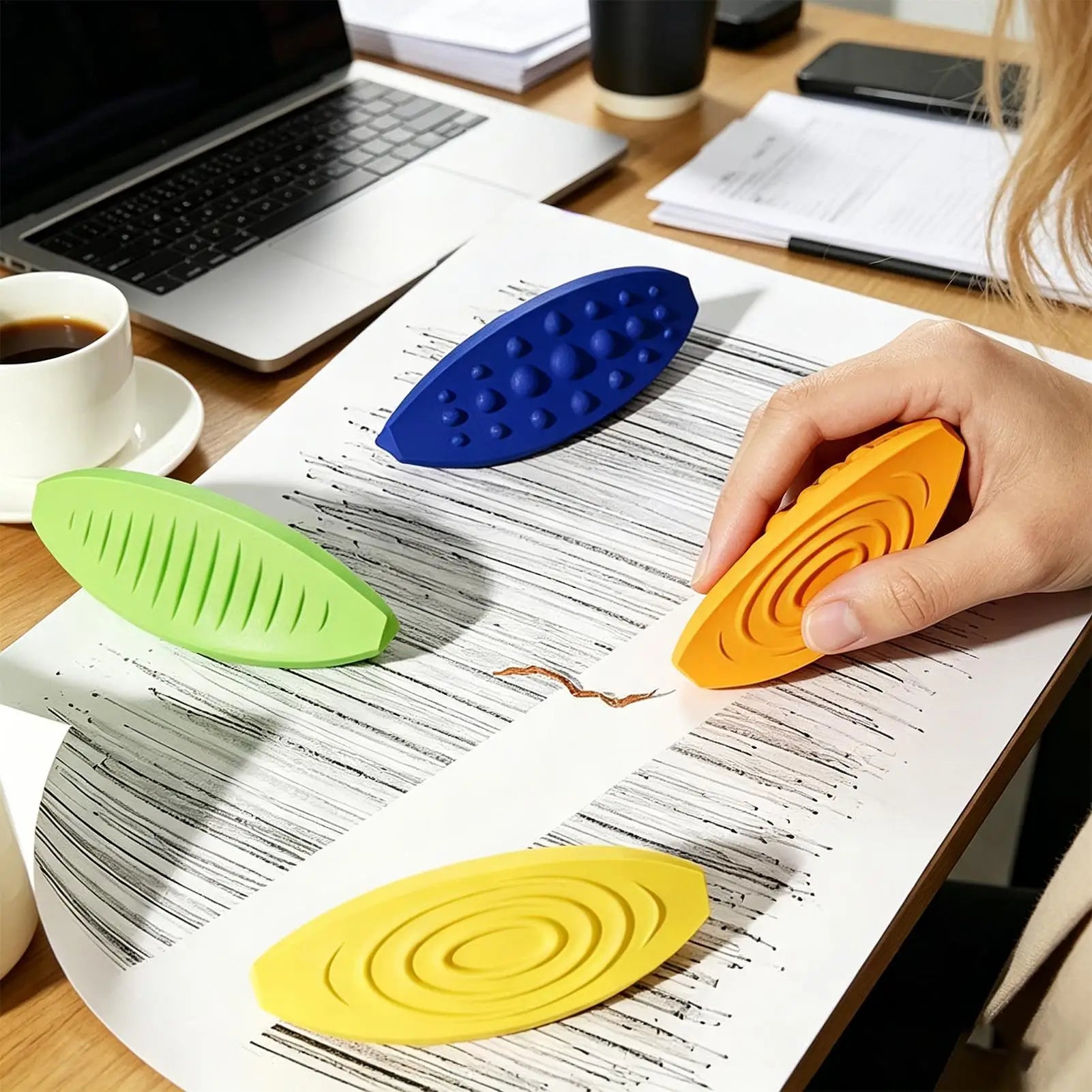 Worry Stones 4-Piece Textured Calming Toys Textured Fidgets Sensory Toys For Boys Girls Women Students Home Office Classroom Zpaxo