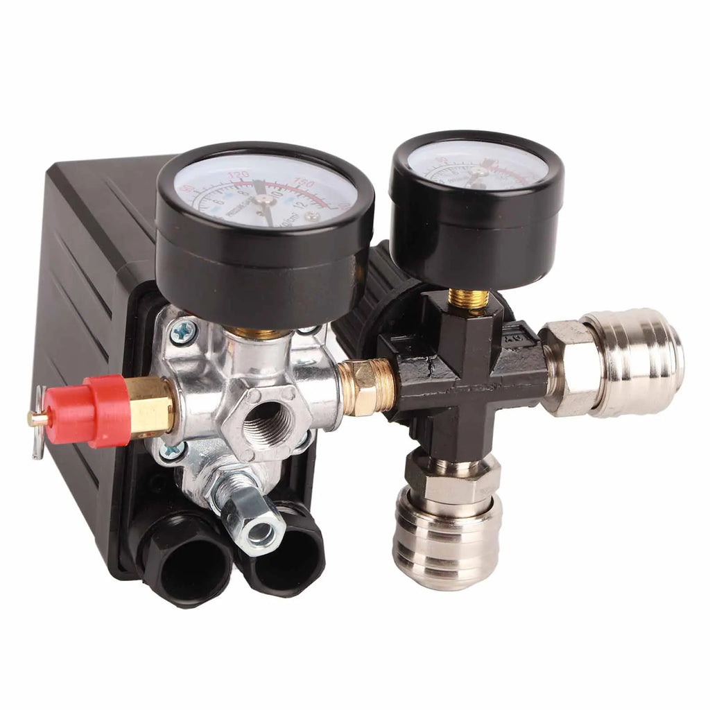 Air Compressor Valve Pressure Switch 1/4in 4 Holes Controller Regulator Valve Pressure Control Switch 90‑120PSI 220V Zpaxo