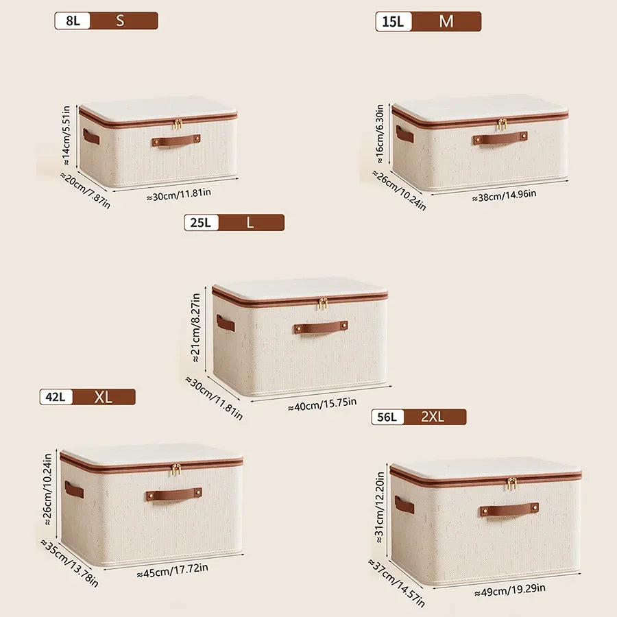 Linen Zipper Storage Boxes – Non-Woven Fabric Closet Organizer Fabric Storage Bins Zpaxo