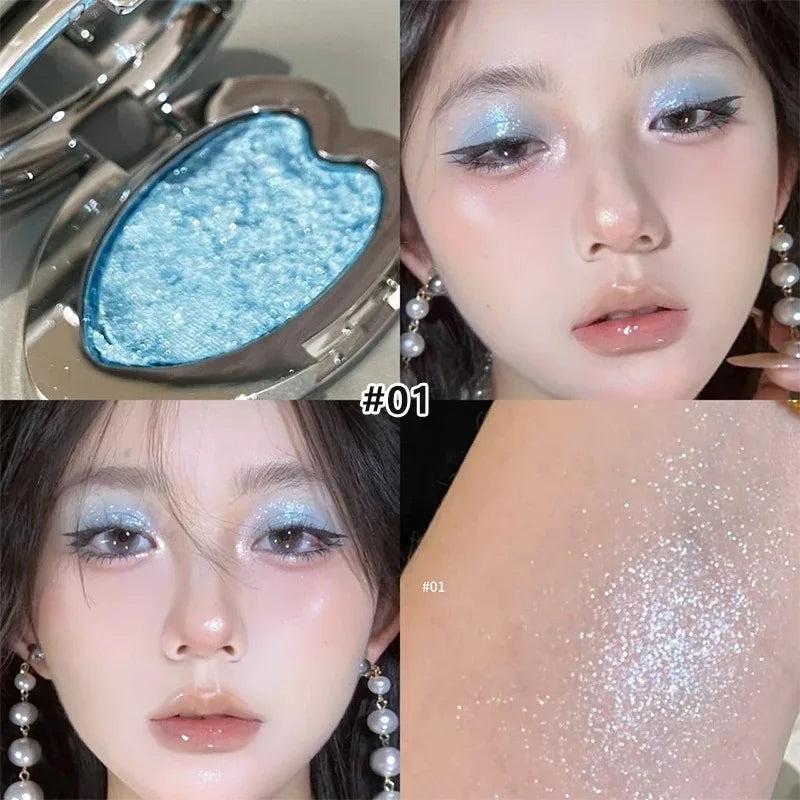 Metallic Glitter Eyeshadow Charm Dream Girl Eye Shadow Plate Blue Zpaxo 01