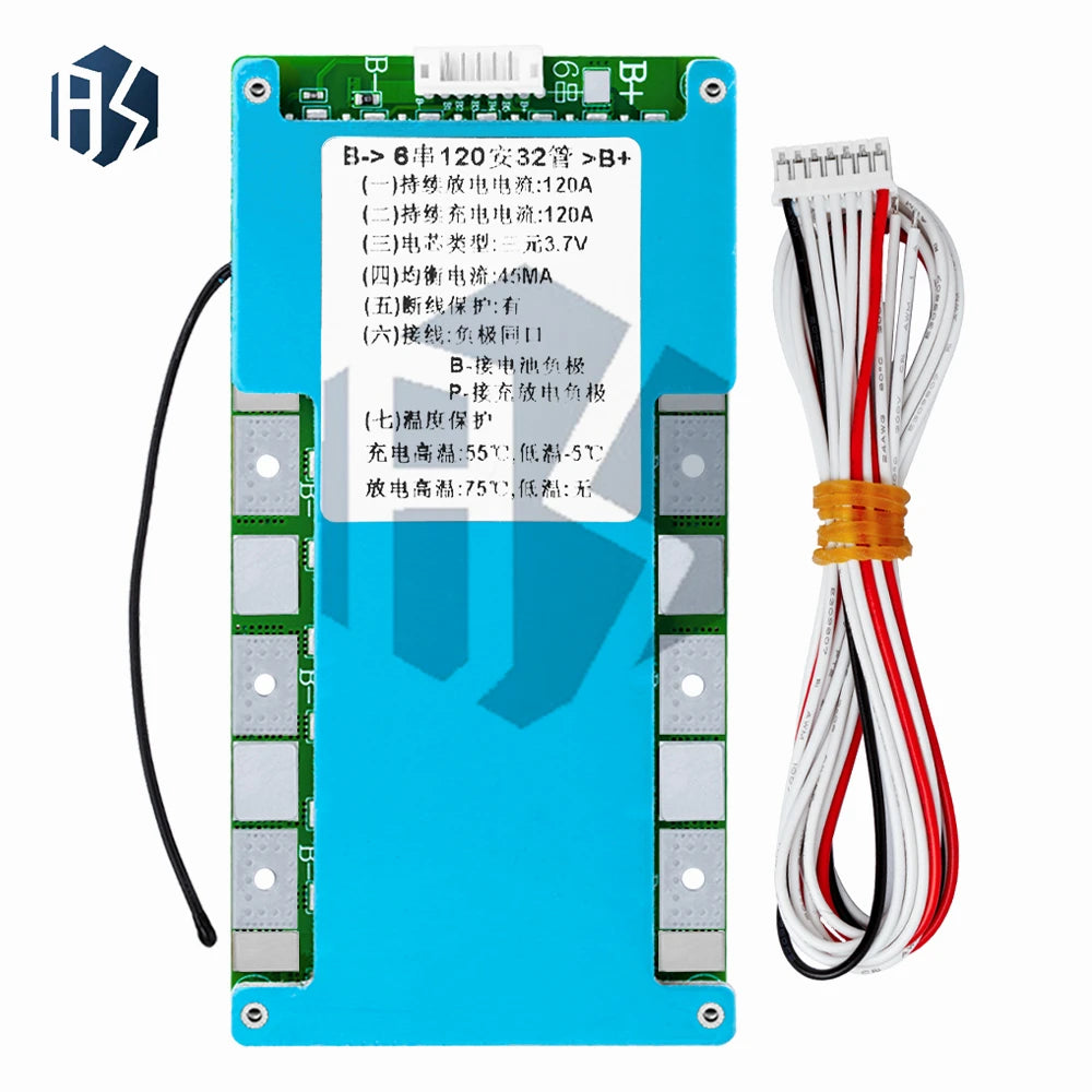 6S 22.2V Li-ion BMS for Ternary 18650 Cells: 80A/100A/120A Protection – Charging Safety, Balancing, Cable & Heat Sink Included Zpaxo