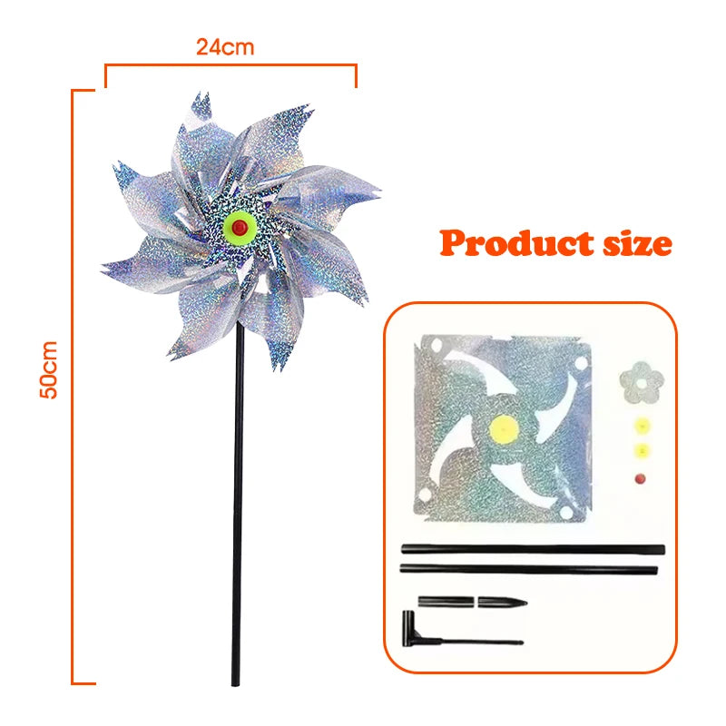 Rotating Laser Bird Repellent Windmill Reflective Pinwheels Anti