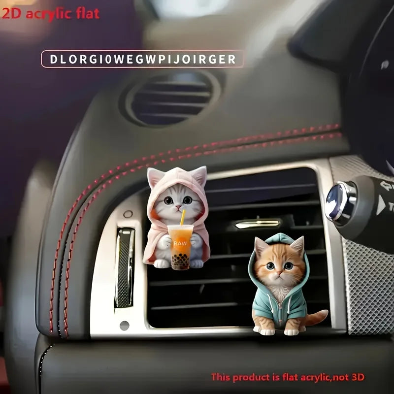 Cute cat acrylic car aromatherapy, long-lasting fragrance, vent clip, decorative and aromatherapy Zpaxo
