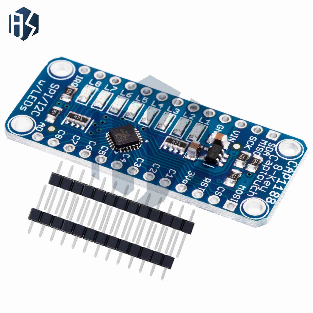 3V-5V CAP1188 8-Key Capacitive Touch Sensor Module: SPI/I2C Interface, 8 Button/Key Ports with LED –for Arduino-Compatible Zpaxo