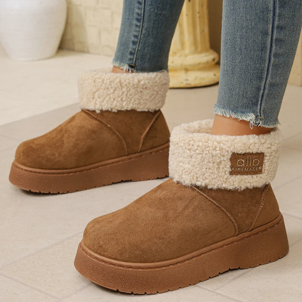 Women Ankle Boots Winter Fleece Lined Plush Cotton Shoes Fashionable Thick Bottom Short Snow Boots Women Casual Round Toe Shoes Zpaxo