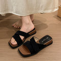 Women's Square Open Toe Comfortable Cross Band Casual Vintage Mid Zpaxo black 40