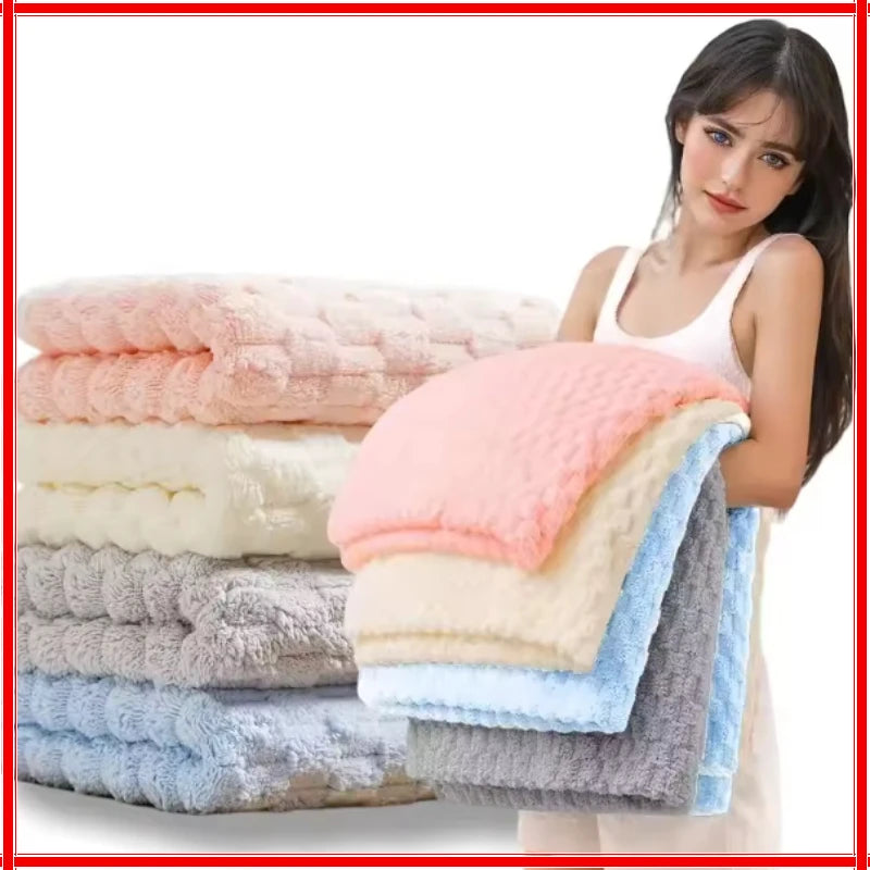 Coral Fleece Bath Towels – Soft, Quick-Dry Waffle Weave Bath Towel Zpaxo