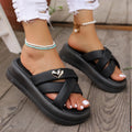 Women Thick Bottom Slippers 2025 New Outdoor Slippers Wear-Resistant Beach Shoes Heightening Thick Heel Sandals Slides Women Zpaxo black 39