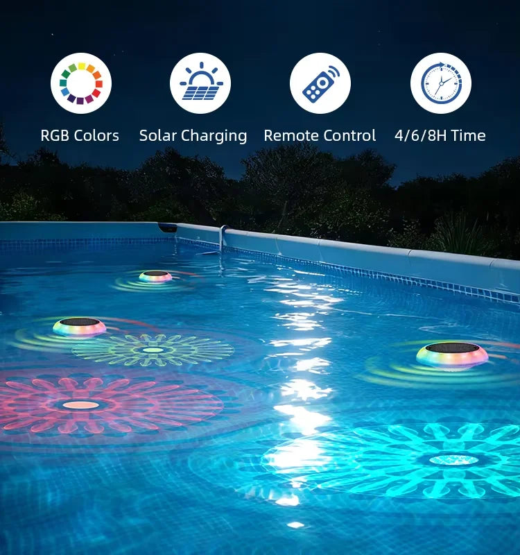 Solar Floating Pool Light RGB Changing Remote Control IP67 Waterproof Zpaxo