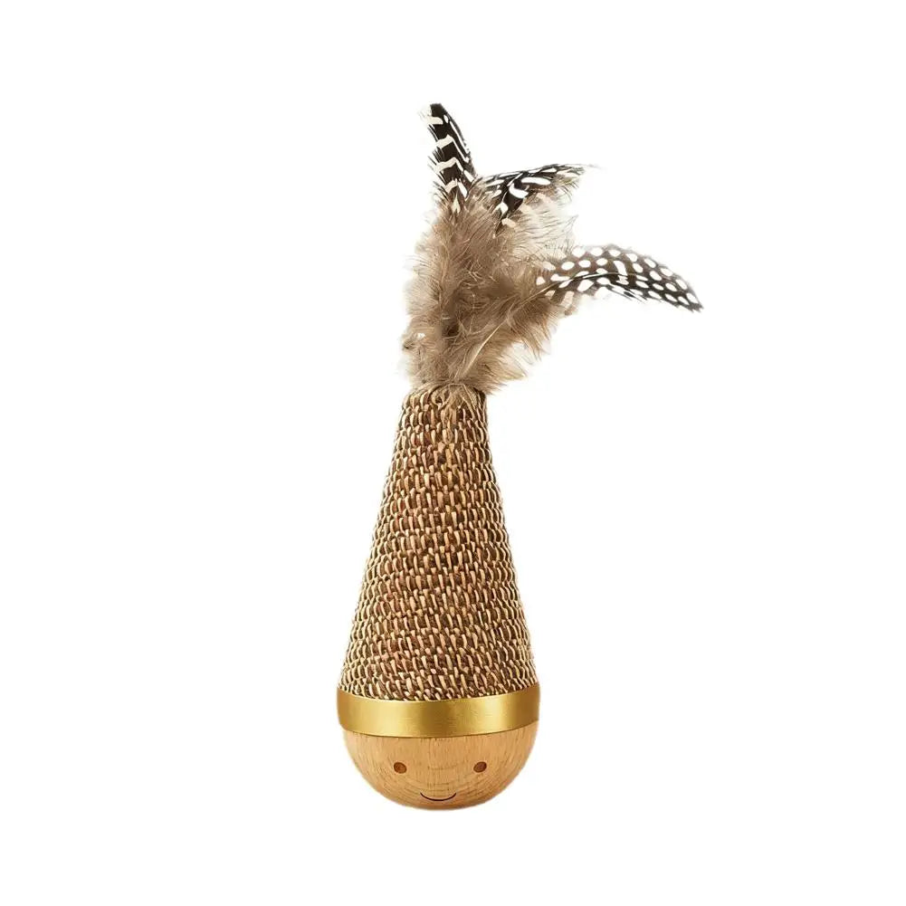 Funny Feather Kitten Teaser Feather Kitten Teaser Cartoon Pattern Cat Tumbler Wobbler Toys Wobble Ball Indoor Play Gift Cat Zpaxo Feather style