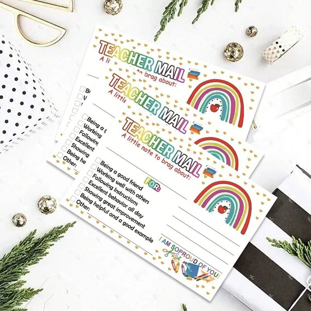 50/100/200Pcs Rainbow Teacher Mail Incentive Cards for Elementary Students Classroom Supplies Zpaxo