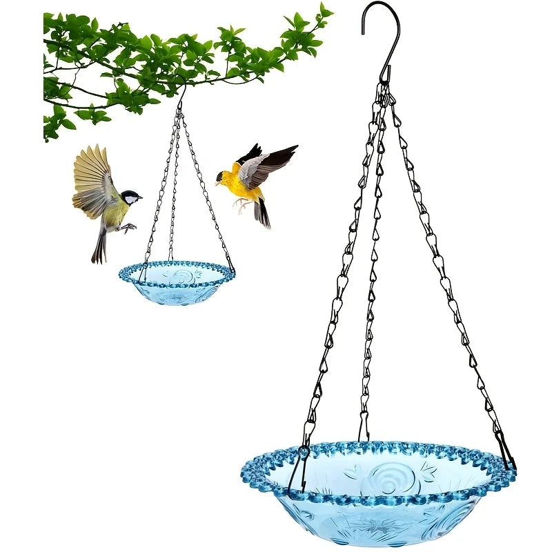 Outdoor Hanging Bird Feeder Bath Combo Feeders Waterers 3-In-1 Garden