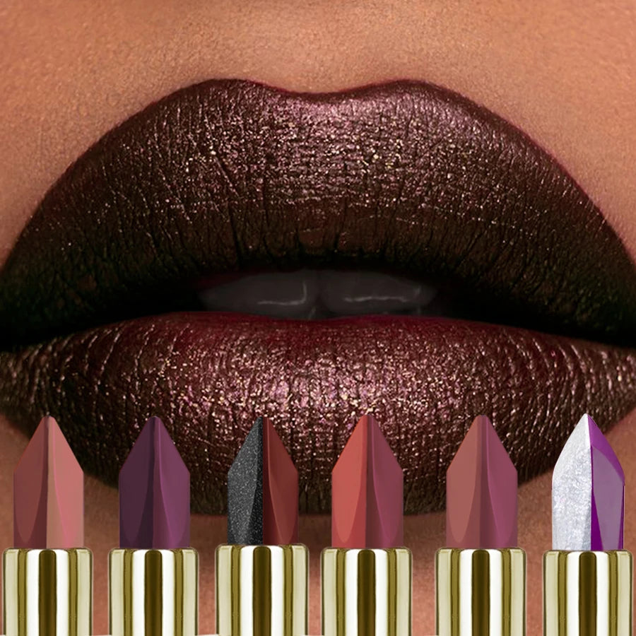 Two Tone Glitter Matte Lipstick Purple Black Lip Stick Discolocration