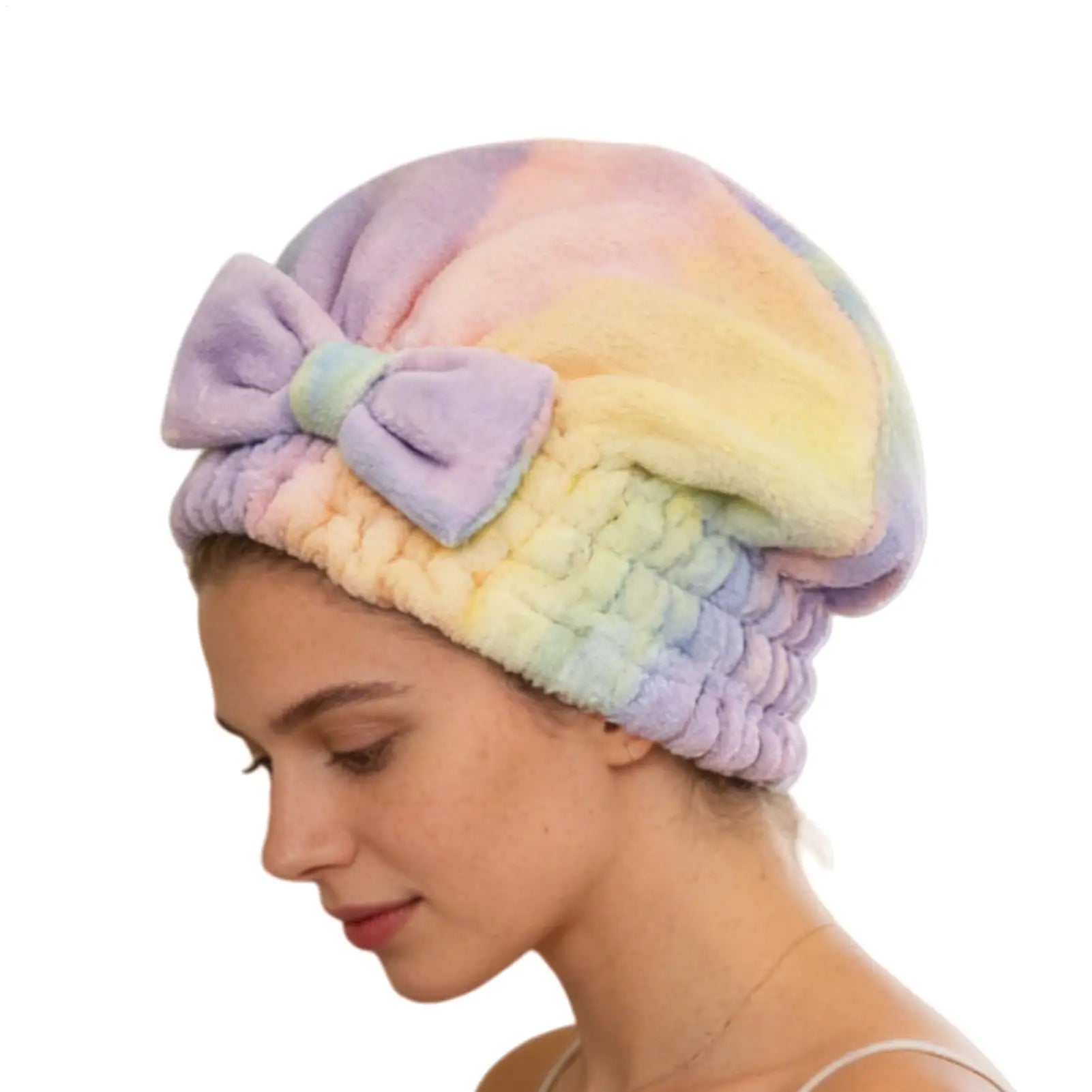 Microfiber Hair Drying Towels Head Wrap with Bow-Knot Shower Cap Hair Turban HairWrap Bath Cap for Curly Long Wet Hair Gift Zpaxo
