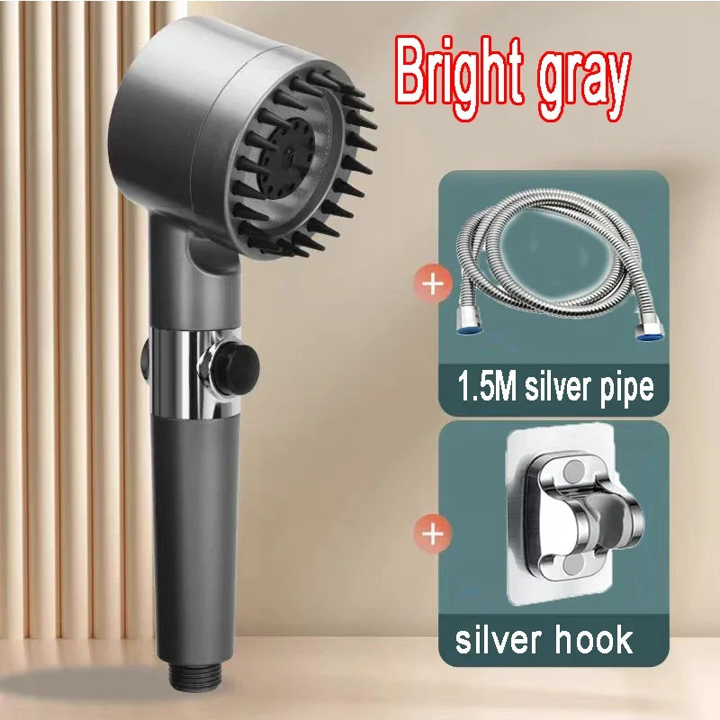 Black High Pressure Shower Head Rainfall 3 Modes Adjustable Boost Filter Holder One Click Water Stop Bathroom Accessories Zpaxo style3