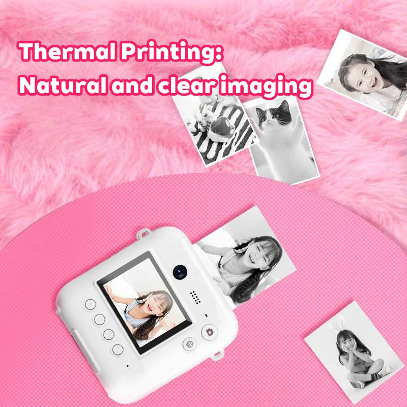 Instant Print Digital Camera Mini Portable Photo Printer with Cute Cartoon Design Instant Black & White Printing Zpaxo