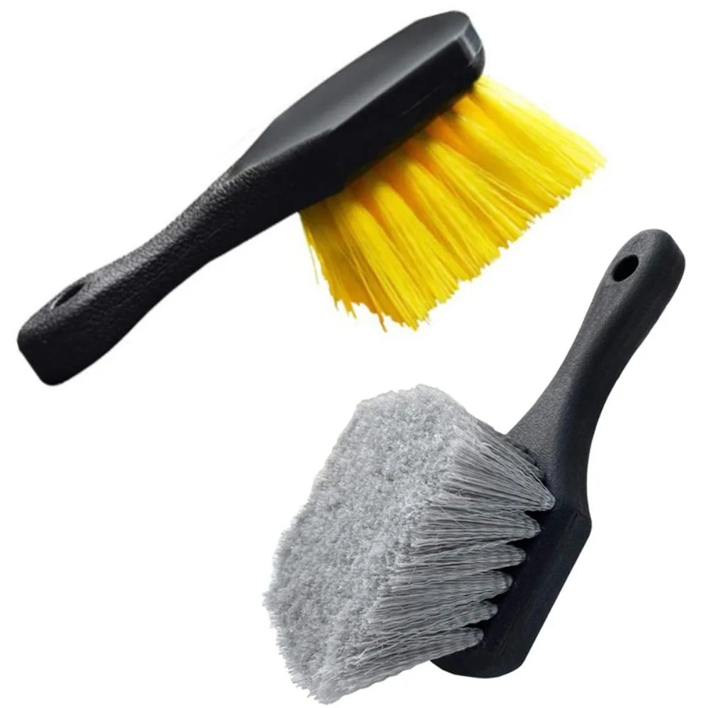 Soft Bristle Car Tire Brush Heavy Duty Short Handle Wash Durable Zpaxo 2PCS